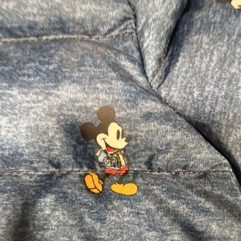 Baby Gap Disney baby Mickey Mouse Hooded Full Zip Puffer Jacket Blue/Red 0-3M.